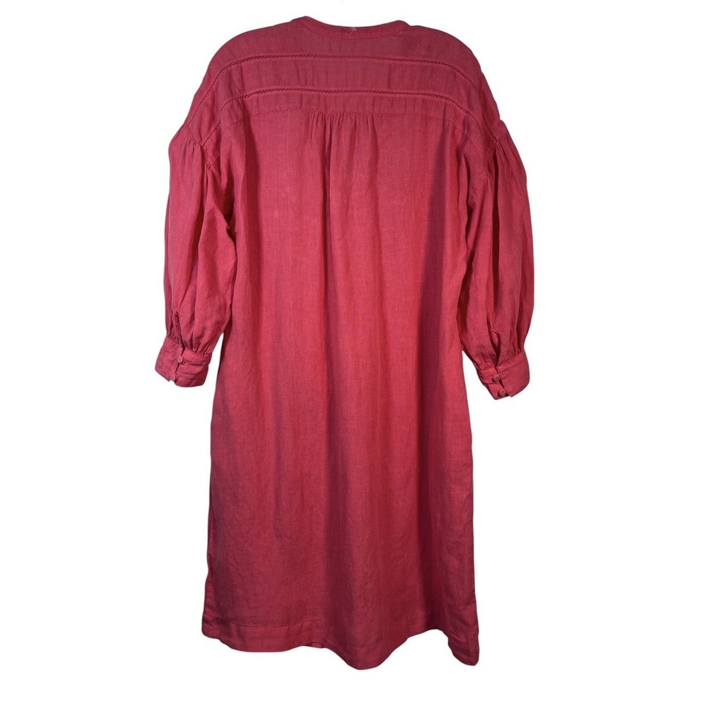 NWOT J McLaughlin Dress Sz L Nylee 100% Linen Coral Rose Pink 3/4 Sleeve Pockets - Picture 6 of 15